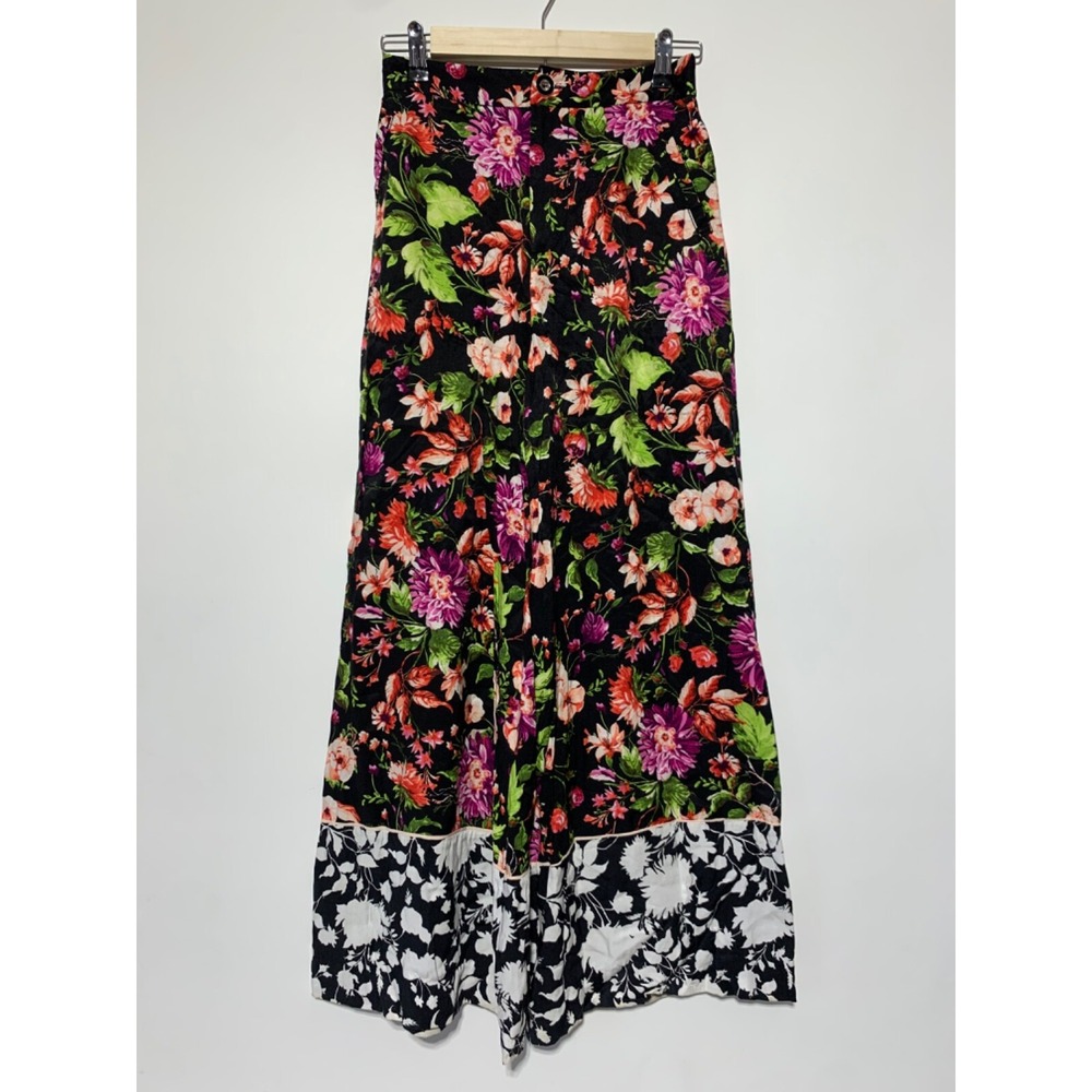 Maeve Anthropologie Women Size 0 Floral Wide Leg Pants Viscose
